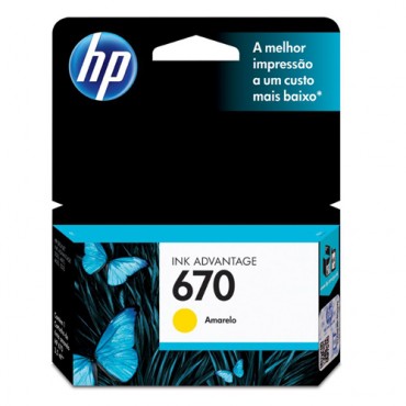 Cartucho Original HP 670 amarelo - 3,5ml - CX 01 UN