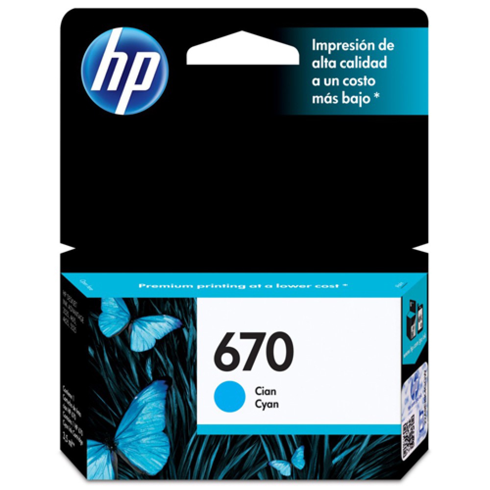 Cartucho Original HP 670 ciano - 3,5ml - CX 01 UN