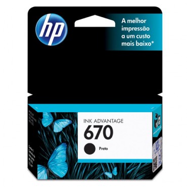 Cartucho Original HP 670 preto - 7,5ml - CX 01 UN